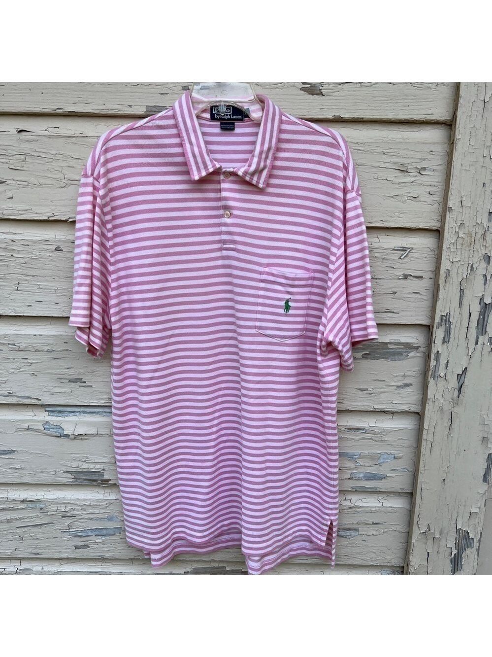 Polo Ralph Lauren Striped Easter Pink Pullover Golf Shirt Spring Blue Label H3